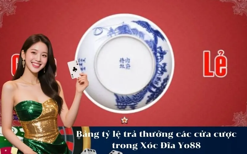 Bảng tỷ lệ trả thưởng các cửa cược trong Xóc Đĩa Yo88